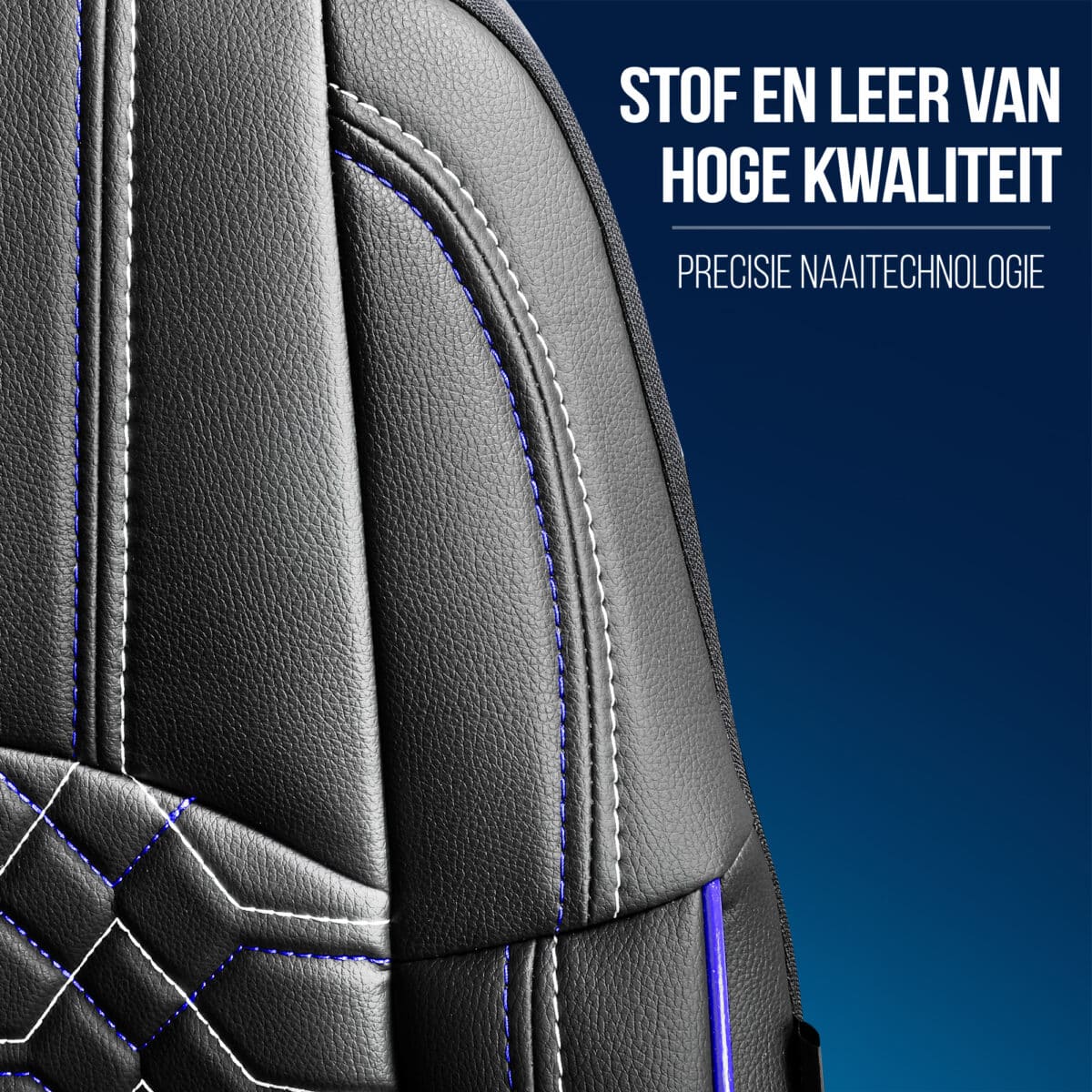 BEDRIJFSWAGEN STOELHOES-ZWART BLAUW 1+2 ZITS-VOLLEDIG LEDER ,BOXER,DUCATO,JUMPER-PANDASEATCOVER - Afbeelding 4