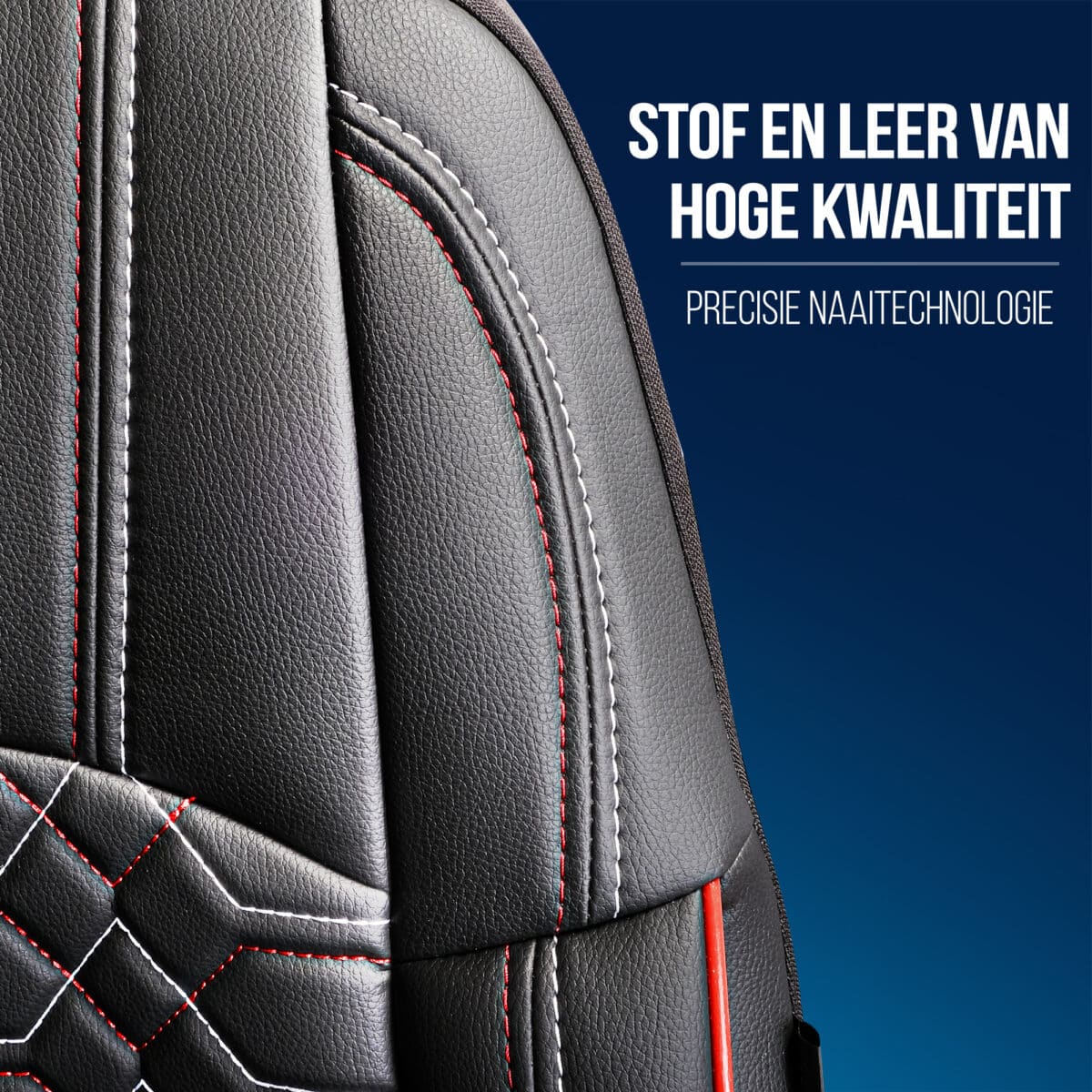 BEDRIJFSWAGEN STOELHOES-ZWART ROOD 1+2 ZITS VOLLEDIG LEDER ,BOXER,DUCATO,JUMPER-PANDASEATCOVER - Afbeelding 4