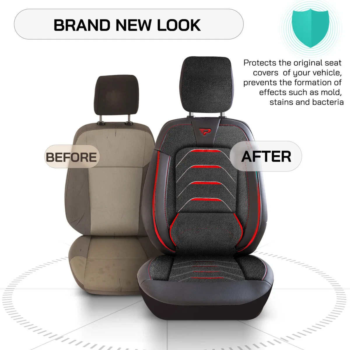 COMMERCIAL VEHICLE SEAT COVER – BLACK/RED – 1+2 SEAT – JACQUARD FABRIC – FORD TRANSIT – PANDASEATCOVER - Image 5