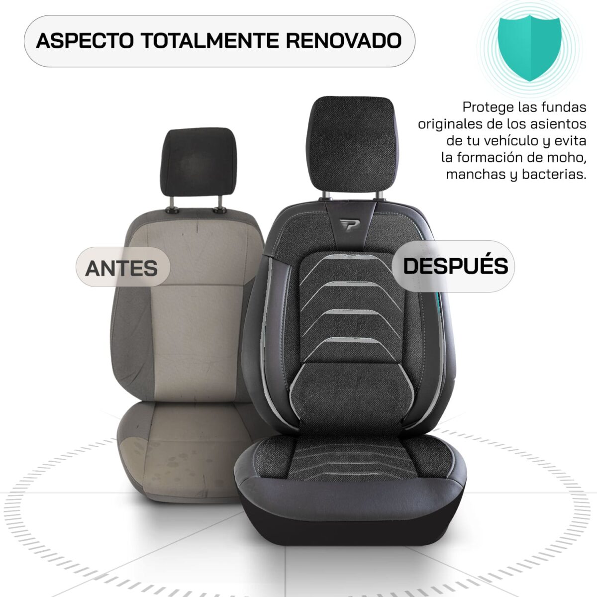 FUNDAS DE ASIENTO DE VEHÍCULOS COMERCIALES - BODRUM - NEGRO/GRIS - 1+2 ASIENTO - TELA JACQUARD - FORD TRANSIT - PANDASEATCOVER - Imagen 5