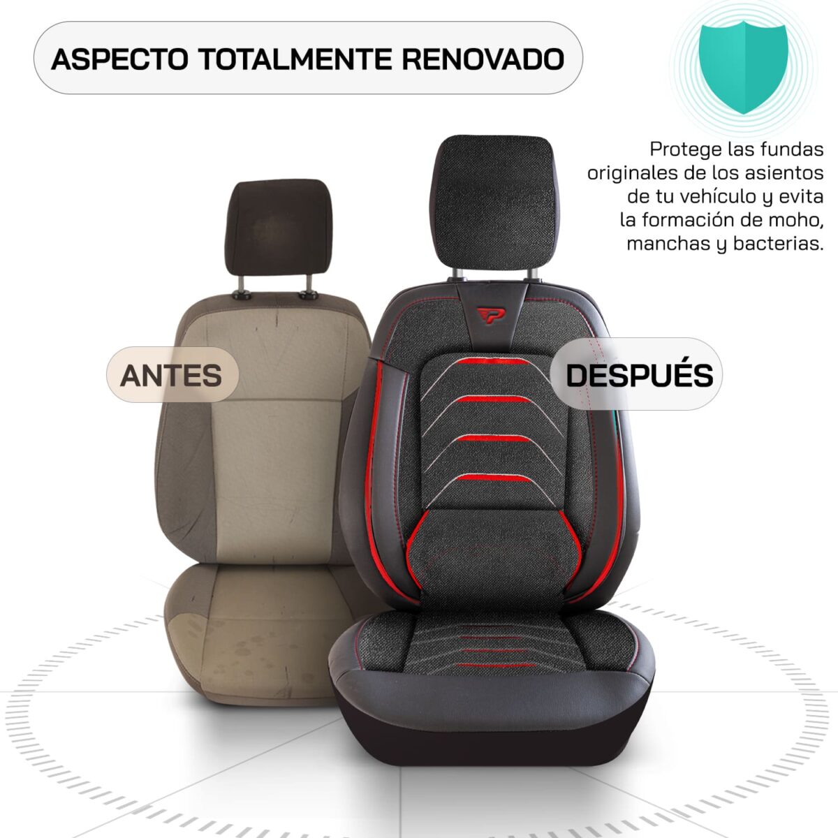 FUNDAS DE ASIENTO DE VEHÍCULOS COMERCIALES - BODRUM - NEGRO/ROJO - 1+2 ASIENTO - TELA JACQUARD - BOXER, DUCATO, JUMPER - PANDASEATCOVER - Imagen 5