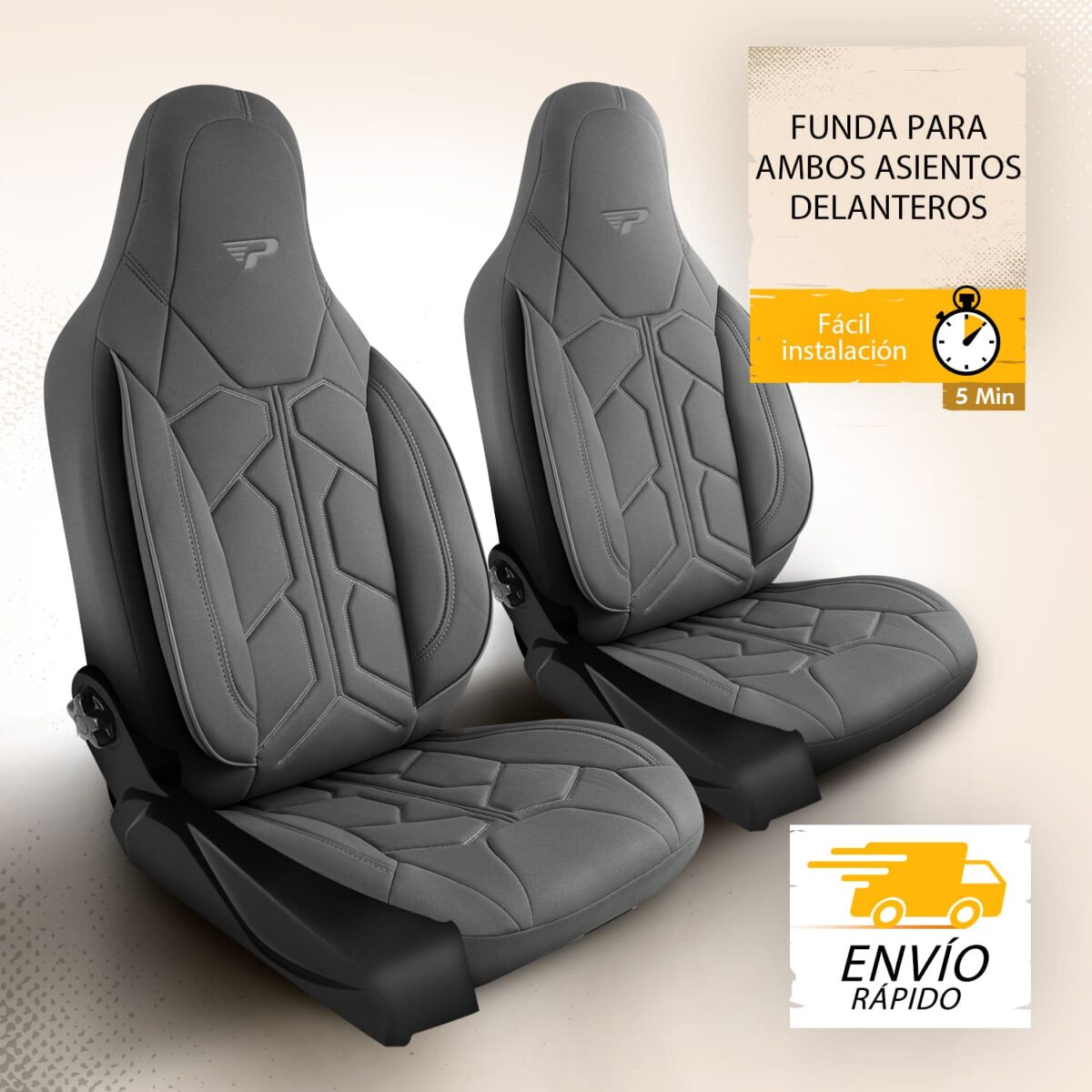 FUNDAS PARA ASIENTOS DE CAMPER - 1+1 - TELA JACQUARD - GRIS - DUCATO, JUMPER, BOXER - PANDASEATCOVER - Imagen 9