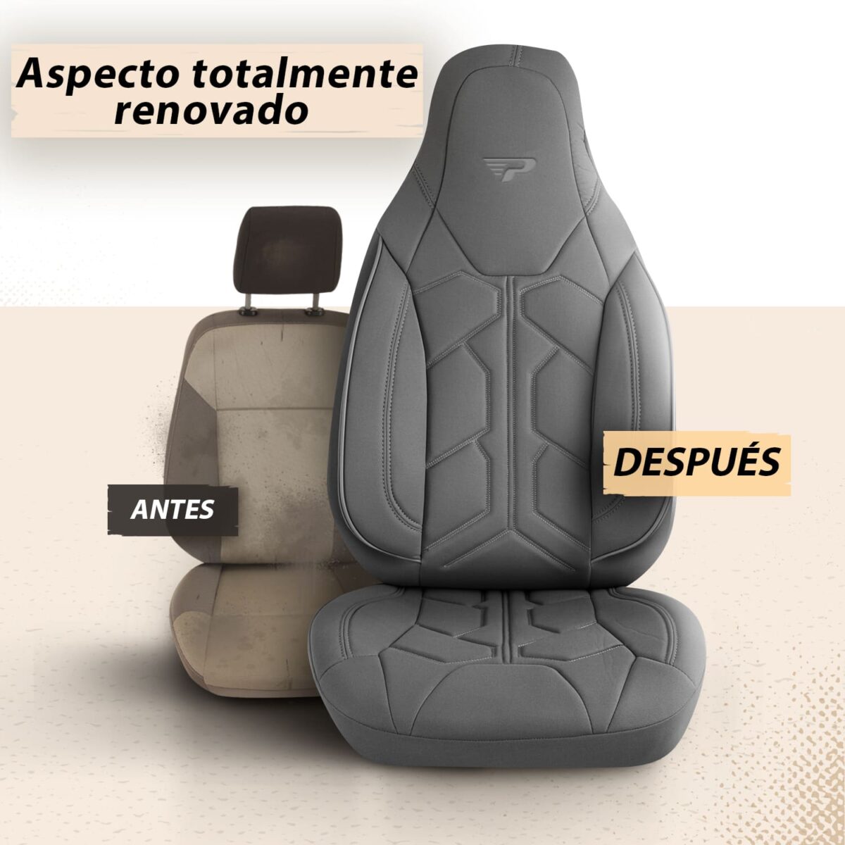 FUNDAS PARA ASIENTOS DE CAMPER - 1+1 - TELA JACQUARD - GRIS - DUCATO, JUMPER, BOXER - PANDASEATCOVER - Imagen 4