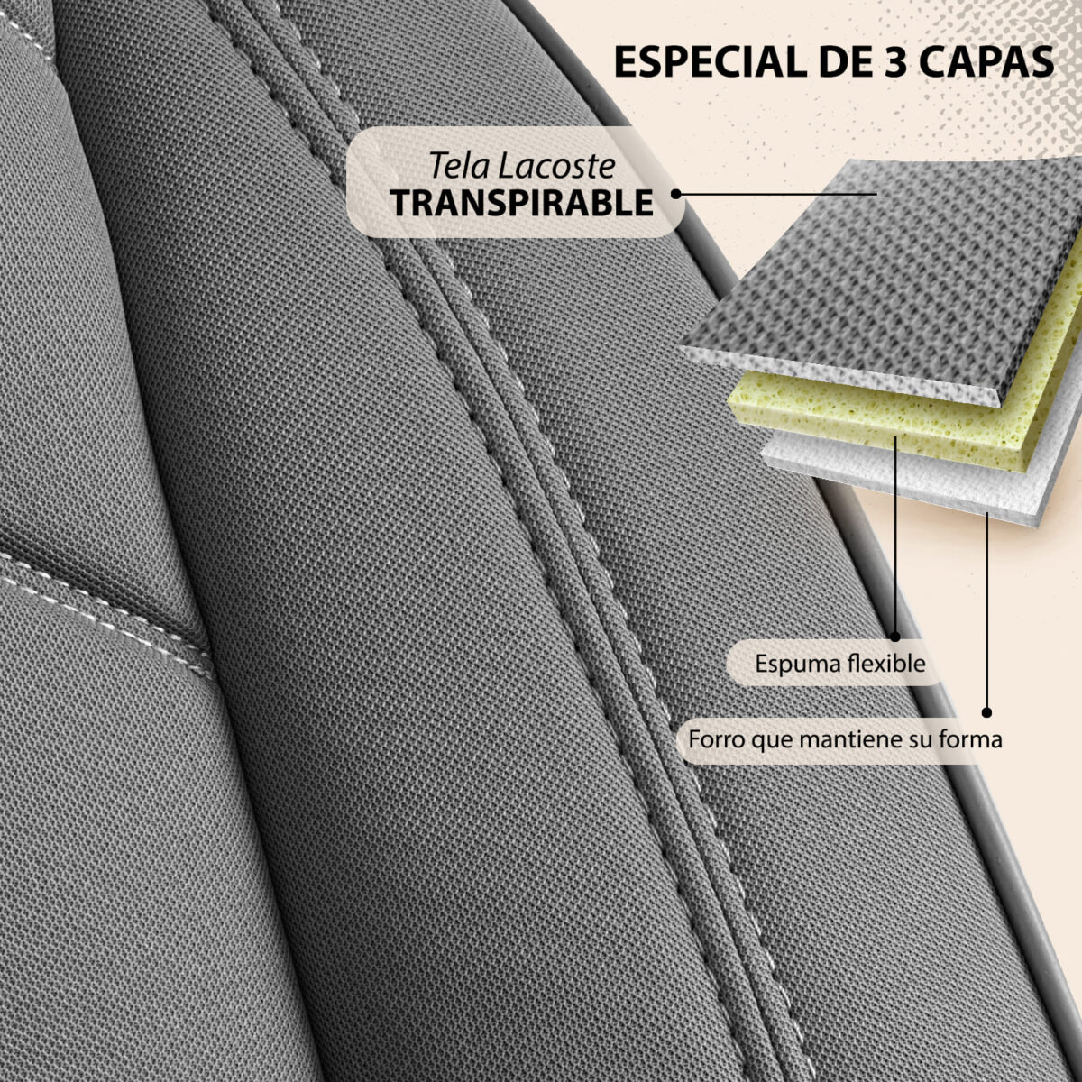 FUNDAS PARA ASIENTOS DE CAMPER - 1+1 - TELA JACQUARD - GRIS - DUCATO, JUMPER, BOXER - PANDASEATCOVER - Imagen 7