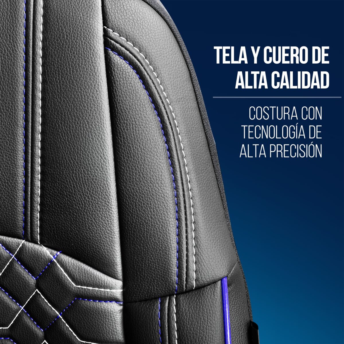 FUNDAS DE ASIENTO DE VEHÍCULOS COMERCIALES - NEGRO/AZUL - 1+2 ASIENTO - CUERO COMPETO - BOXER, DUCATO, JUMPER - PANDASEATCOVER - Imagen 4