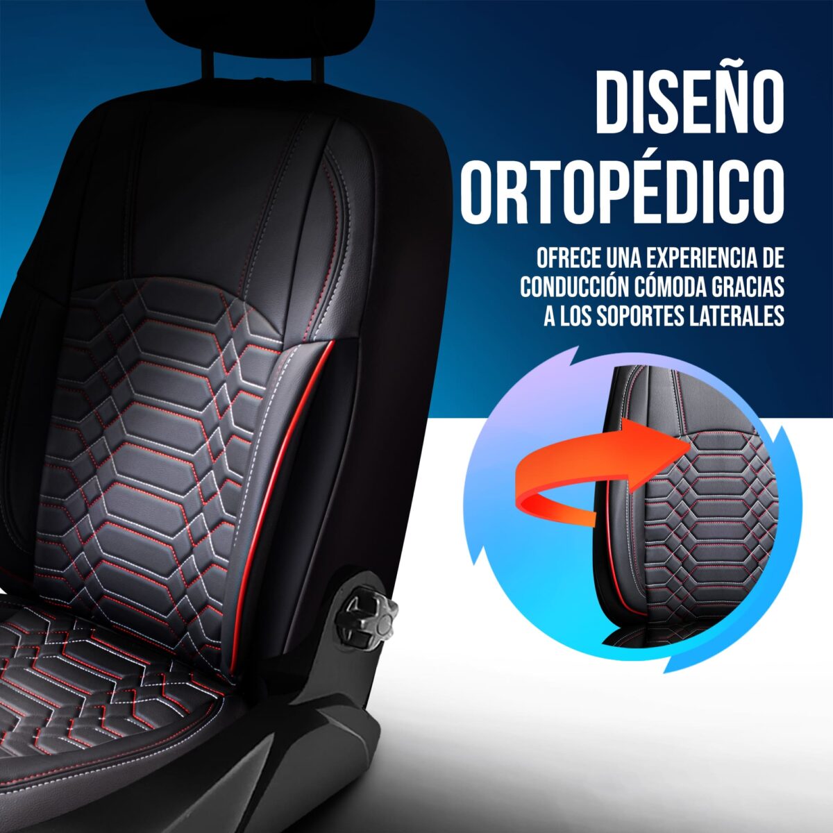 FUNDAS DE ASIENTO DE VEHÍCULOS COMERCIALES - NEGRO/ROJO - 1+2 ASIENTO - CUERO COMPETO - FORD TRANSIT - PANDASEATCOVER - Imagen 3