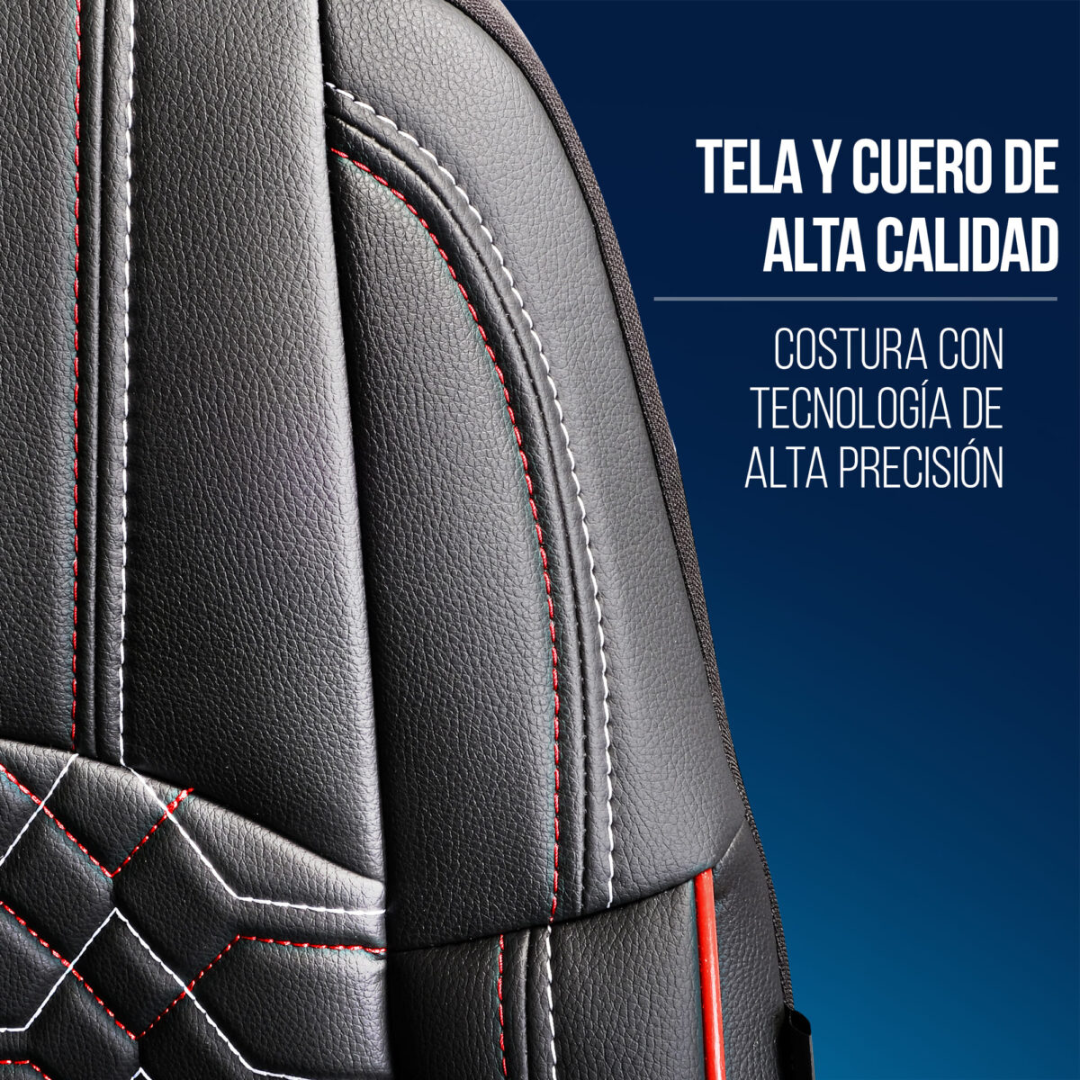 FUNDAS DE ASIENTO DE VEHÍCULOS COMERCIALES - NEGRO/ROJO - 1+2 ASIENTO - CUERO COMPETO - FORD TRANSIT - PANDASEATCOVER - Imagen 4